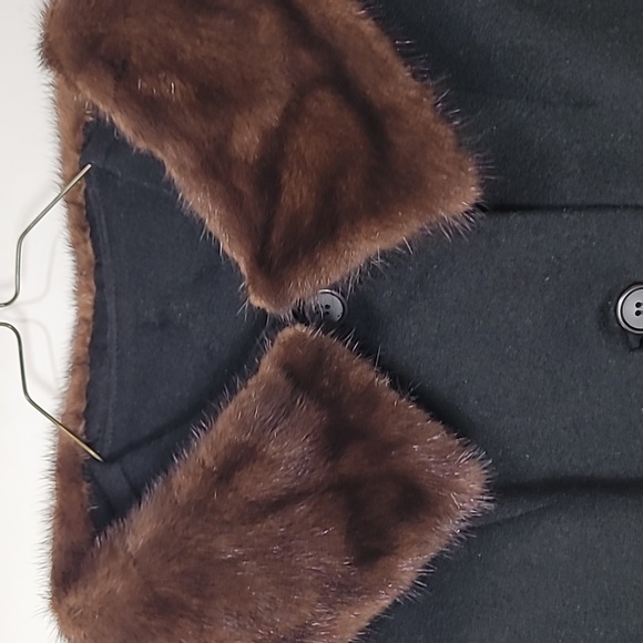 Vintage~ Lady Gambrell Black Wool Coat w/Mink Fur Collar ~Old Money Core - Picture 8 of 11